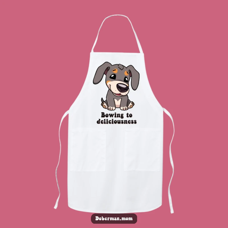 Funny Kawaii Doberman Bowing Apron: Cook with Adorable Manners