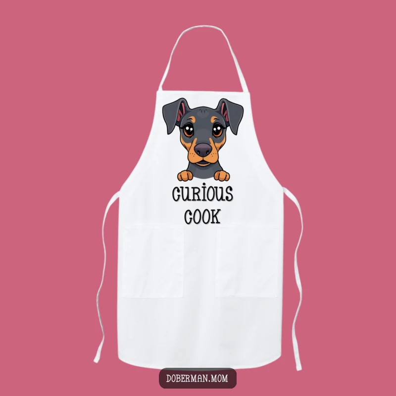 Curious Doberman Apron: Funny Kitchen Companion with Expressive Dog Eyes