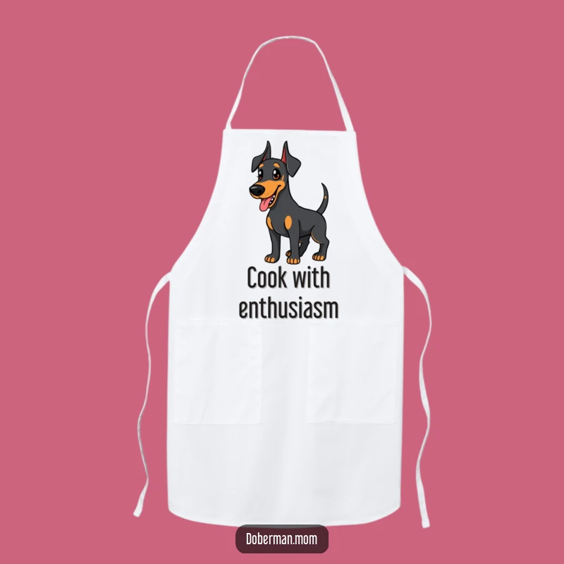 Funny Doberman Apron: Wagging Tail Eager Friend - Humorous Kitchen Gift