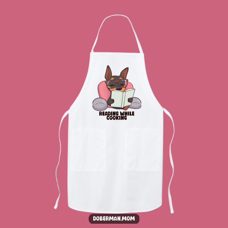 Funny Doberman Reading Apron: Cook and Read with Hilarious Style