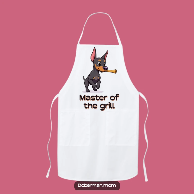 Funny Doberman Stick Fetch Apron: Action-Ready Chef Gift
