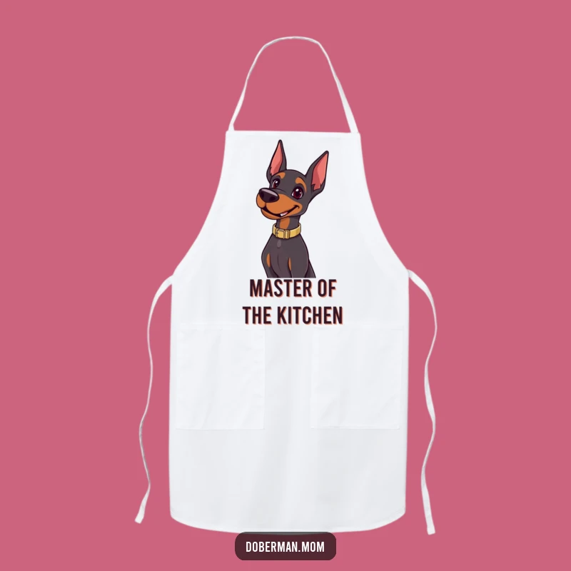 Funny Happy Doberman Pose Apron: Chef Canine Confidence for Your Kitchen Gift