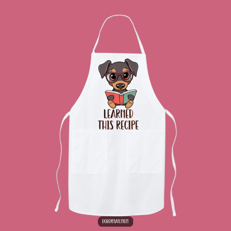 Funny Doberman Chef Apron - Humorous Dog Reading Kitchen Gift