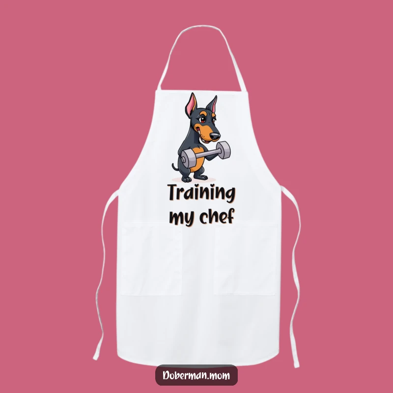 Funny Doberman Apron: Determined Dog Chef, Kitchen Workout Gift