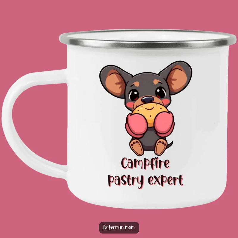 Funny Baking Doberman Camping Mug - Outdoor Oven Mitt Pastry Adventure Gift