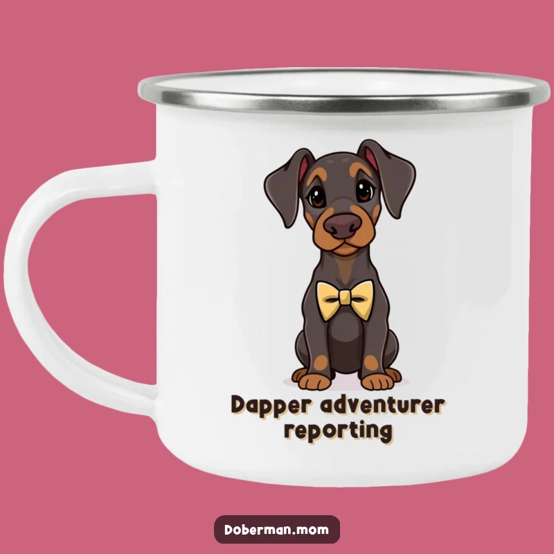 Funny Doberman Dapper Enamel Camping Mug - Elegant Adventure Gift