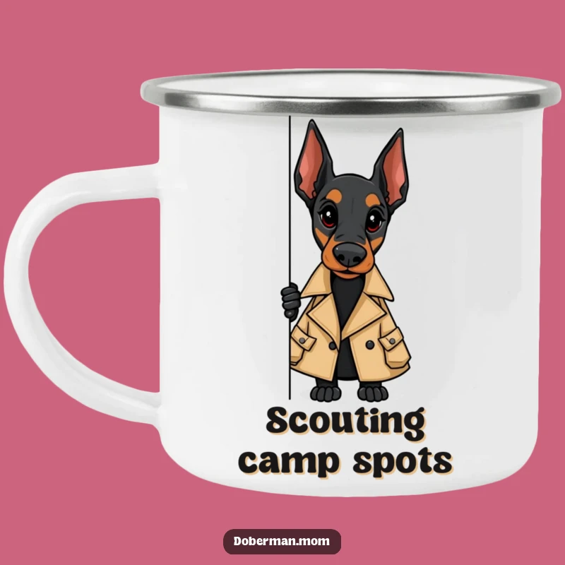 Funny Doberman Trench Coat Camping Mug - Spy Outdoor Gift