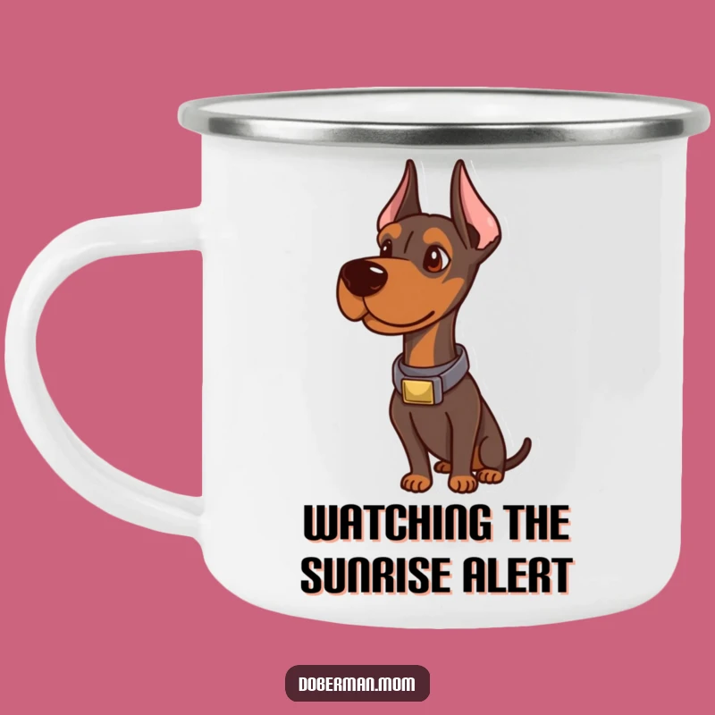 Funny Sophisticated Doberman Camping Mug: Alert Outdoor Companion Gift