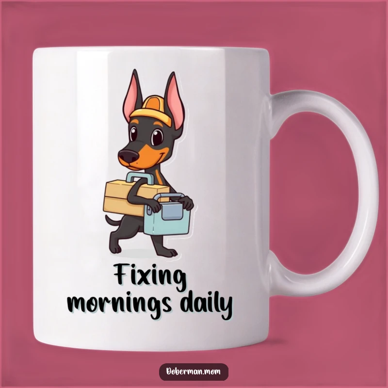 Funny Doberman Toolbox Mug: Handy Dog Helper, Practical Gift