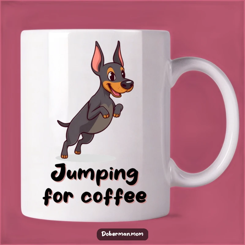 Funny Determined Doberman Jump Mug - Agility Training Gift