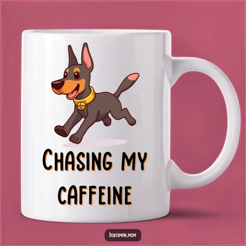 Funny Doberman Bell Chaser Mug - Playful Dog Gift