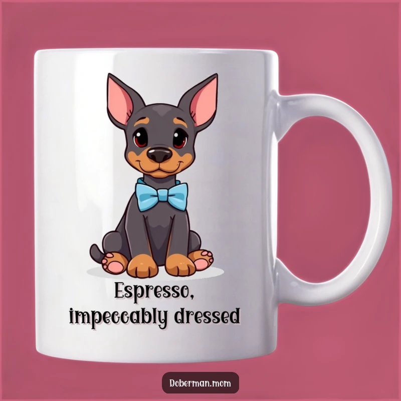 Funny Doberman Bow Tie Mug: Attentive Dog for Sophisticated Sips