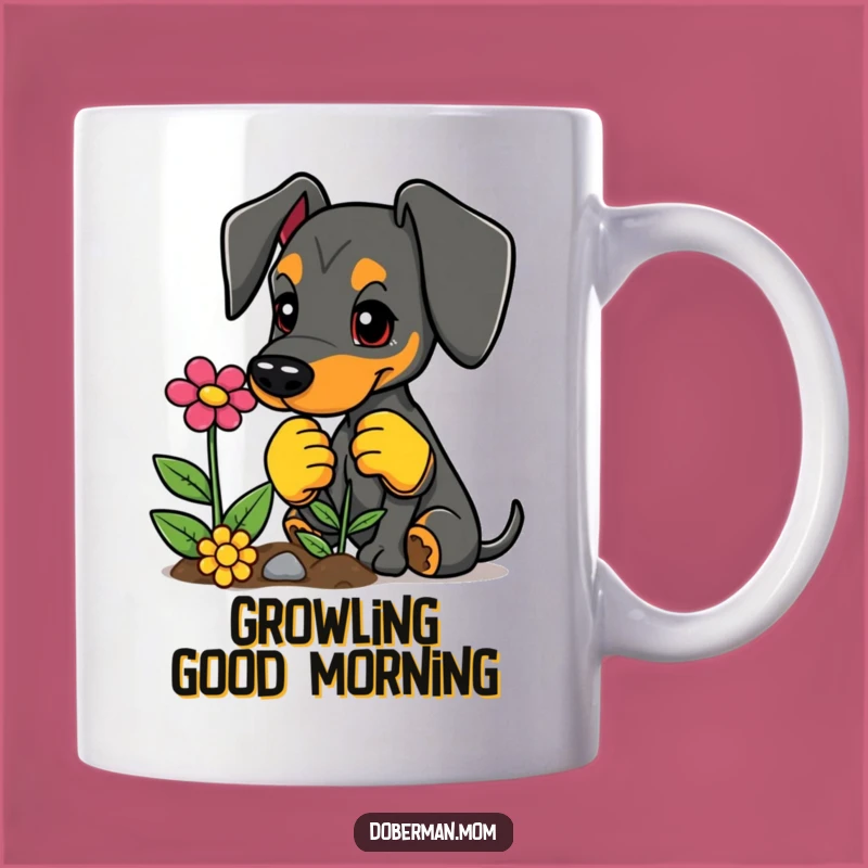 Funny Doberman Gardener Mug: Plant Lover Dog, Hilarious Gardening Gift