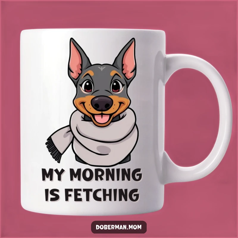 Funny Elegant Doberman Mug: A Stylish Dog Wearing Scar for a Chic Gift