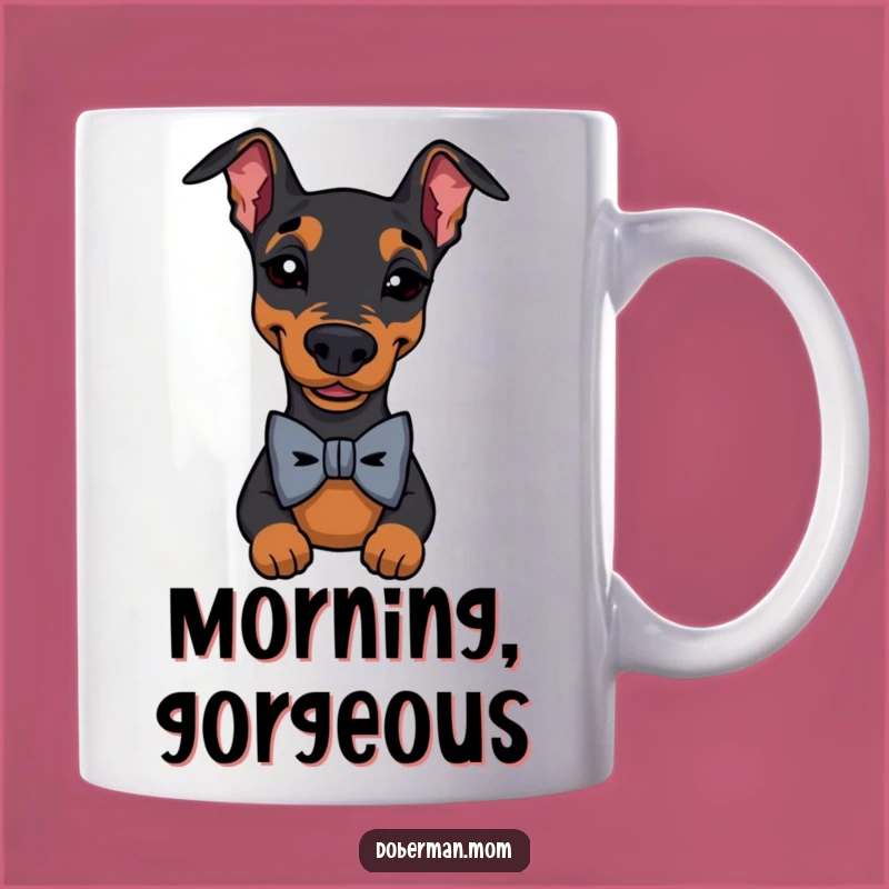 Funny Doberman Bow Tie Wink Mug: The Suave Canine Coffee Cup Gift