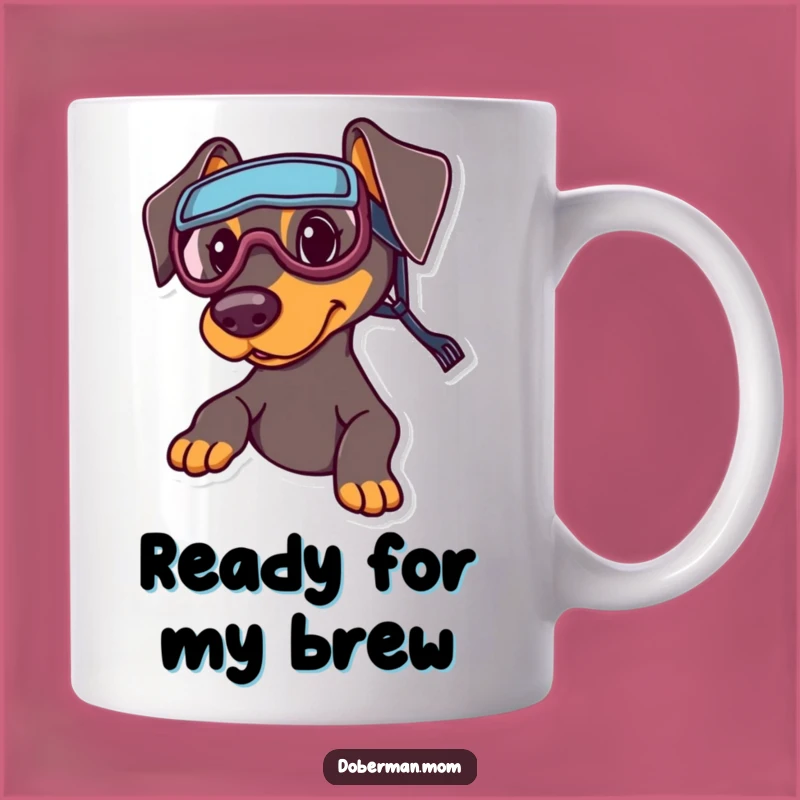 Funny Sports Doberman Mug: Playful Goggles Dog Gift for Active Owners
