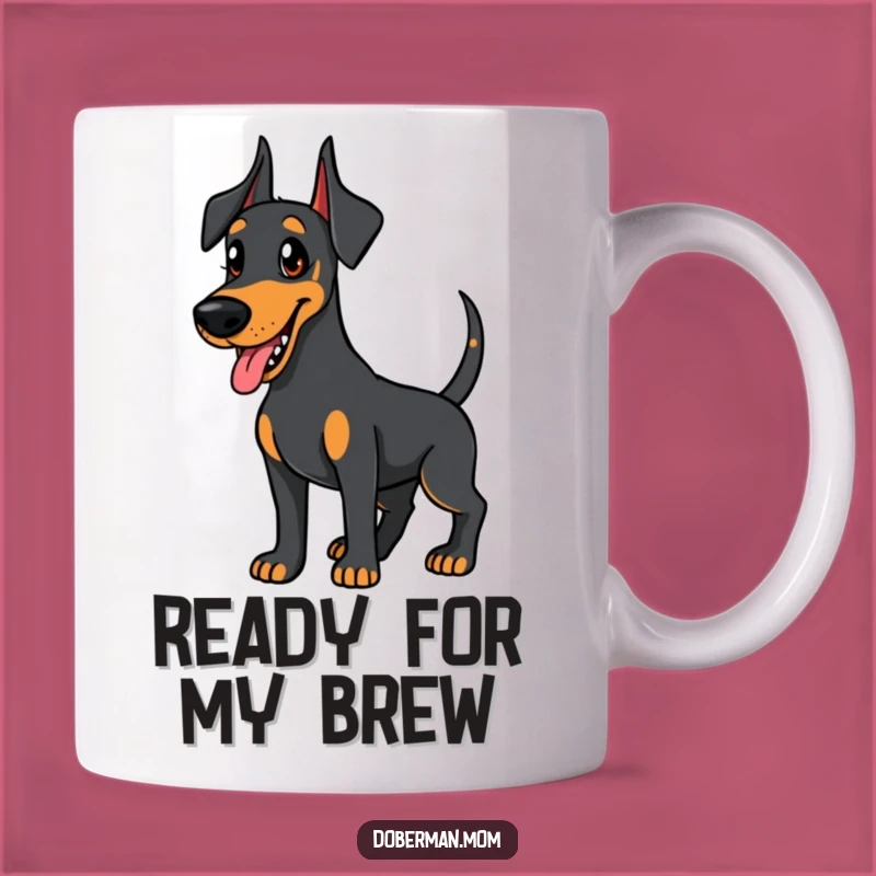 Funny Doberman Wagging Tail Mug: Eager Friend - Hilarious Dog Lover Gift