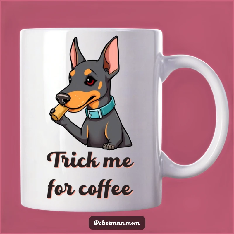 Funny Doberman Treat Mug: Fashionable Dog Nudging for Deliciousness