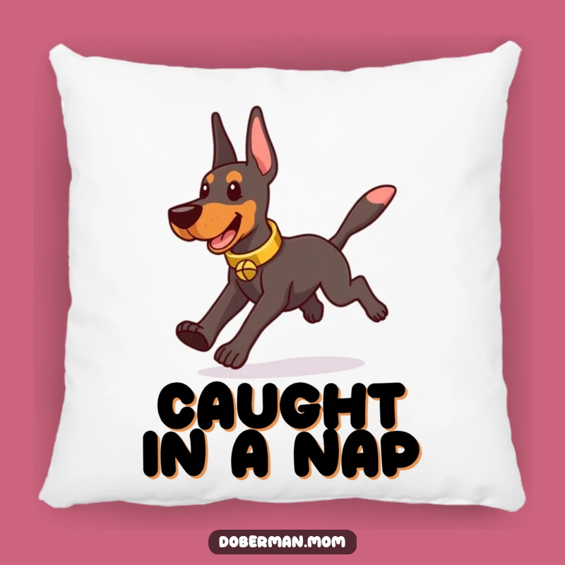 Funny Doberman Bell Chaser Pillow - Playful Dog Comfort Gift