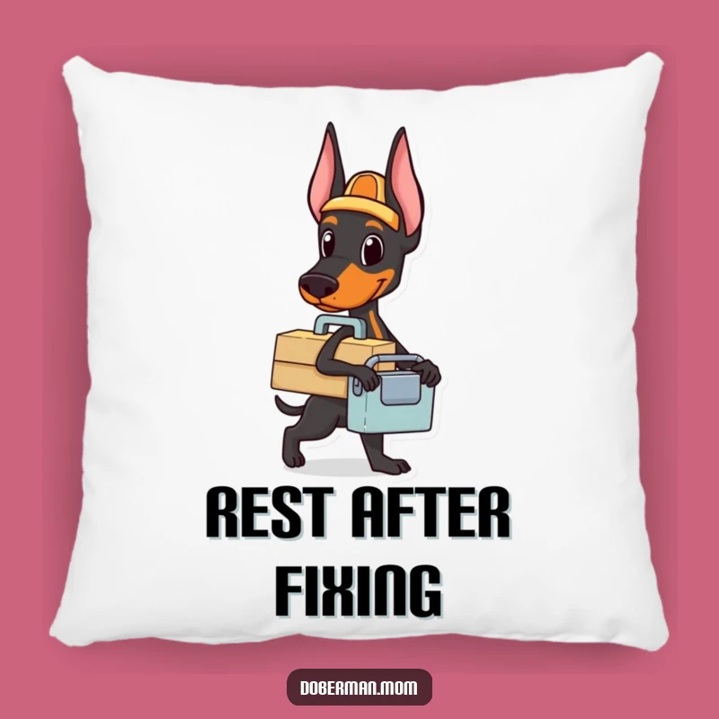 Cozy Funny Doberman Toolbox Pillow: Soft Handy Decor, Practical Dog Gift