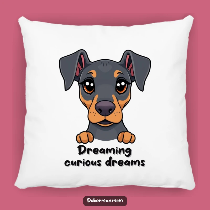 Curious Doberman Pillow: Cozy Comfort with Expressive, Funny Dog Eyes