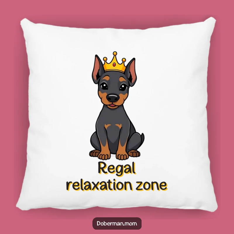 Funny Crowned Doberman Pillow - Cozy Attentive Royal Pup Comfort Gift