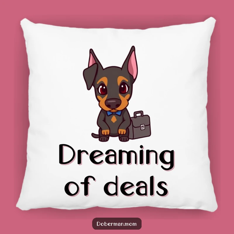 Funny Doberman Business Pillow: Cozy Canine Commuter, Ideal Humorous Gift
