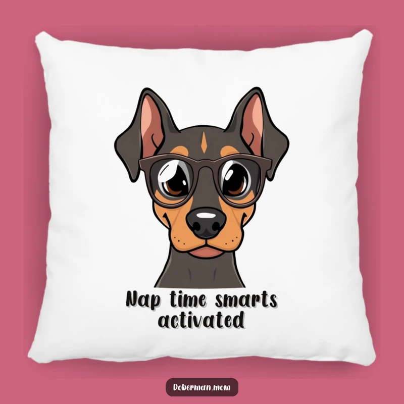 Funny Doberman Scholar Pillow: Cozy & Clever Dog Accent Gift