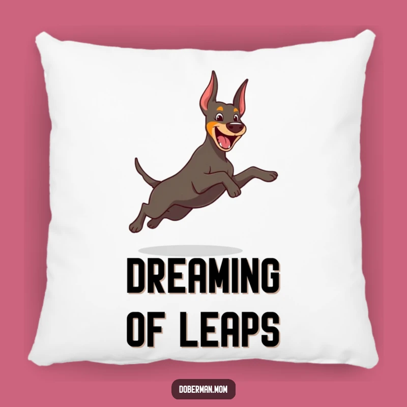 Funny Leap Doberman Pillow: Cozy Comfort with This Playful Dog's Energetic Design