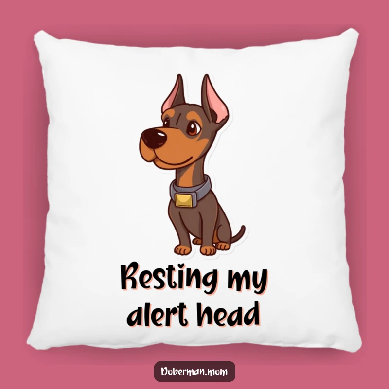 Funny Sophisticated Doberman Pillow: Alert Canine Comfort Gift for Dog Lovers