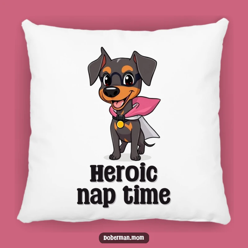 Funny Superhero Doberman Pillow: Rest Your Head on Heroic Comfort