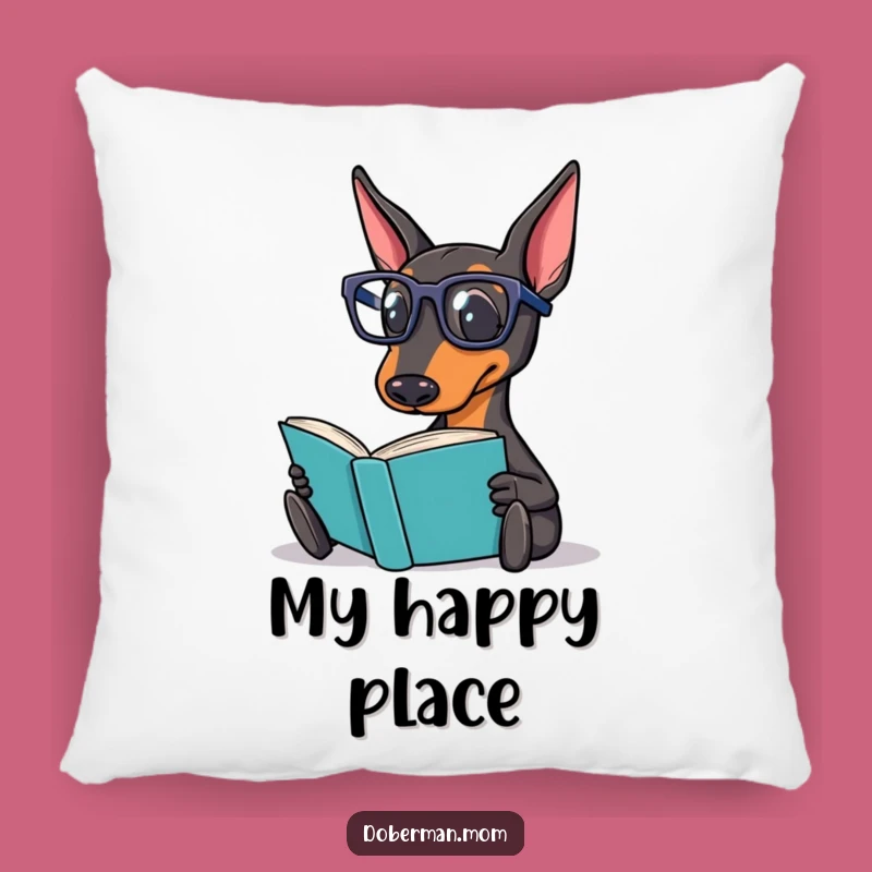 Funny Doberman Reading Pillow: Cozy Literary Accent Pillow - A Perfect Funny Gift!