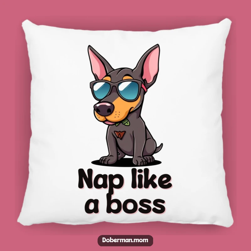 Cozy Funny Doberman Sunglasses Pillow: Soft Cool Decor, Chic Dog Gift