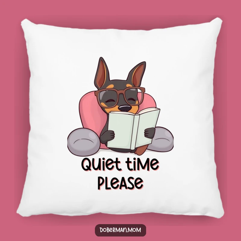 Funny Doberman Reading Pillow: Cozy Comfort for Book Lovers
