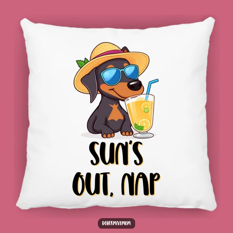 Funny Doberman Sun Hat Pillow: Cozy Comfort with Vacation Vibes