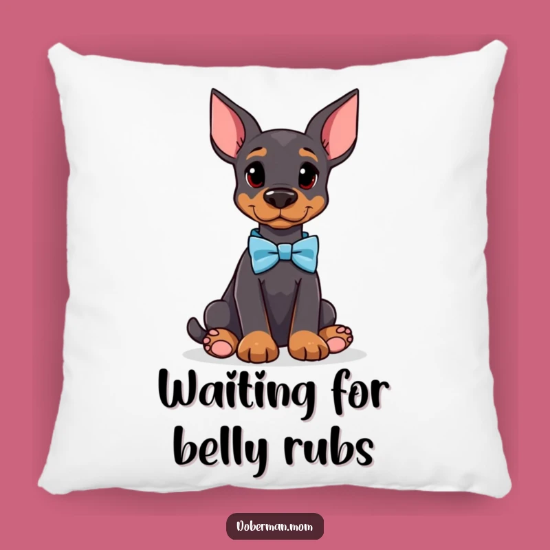 Funny Doberman Bow Tie Pillow: Cozy Attentive Dog for Comfort