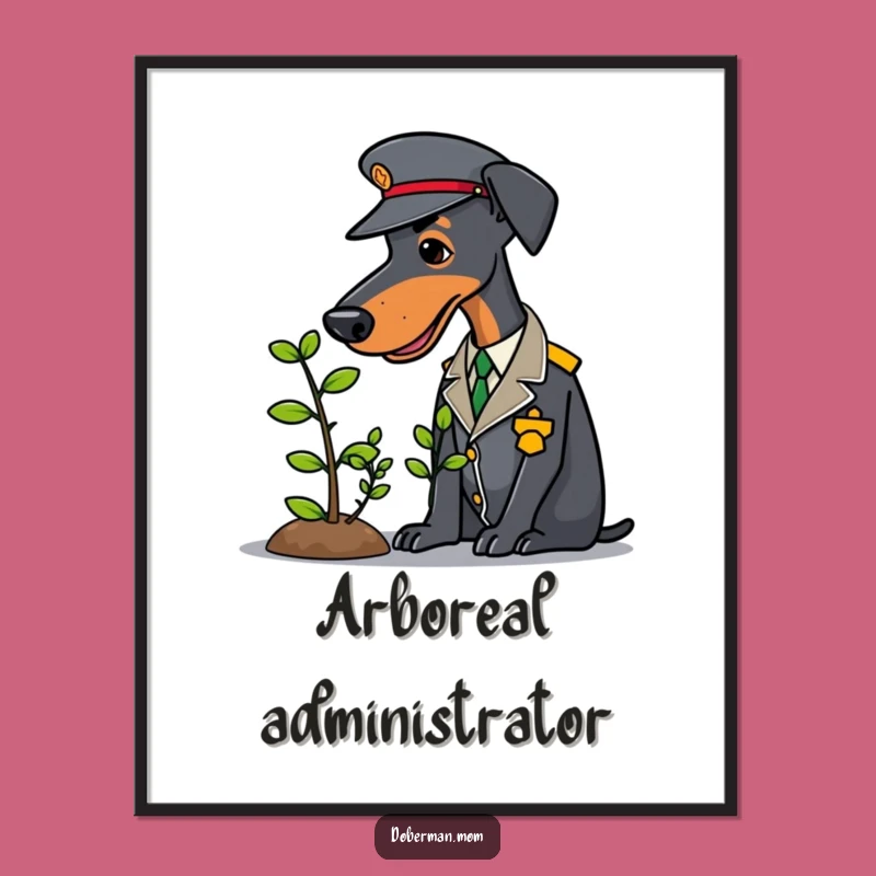 Funny Doberman Gardener Digital Art: Instant Natural Decor, Perfect Quirky Gift