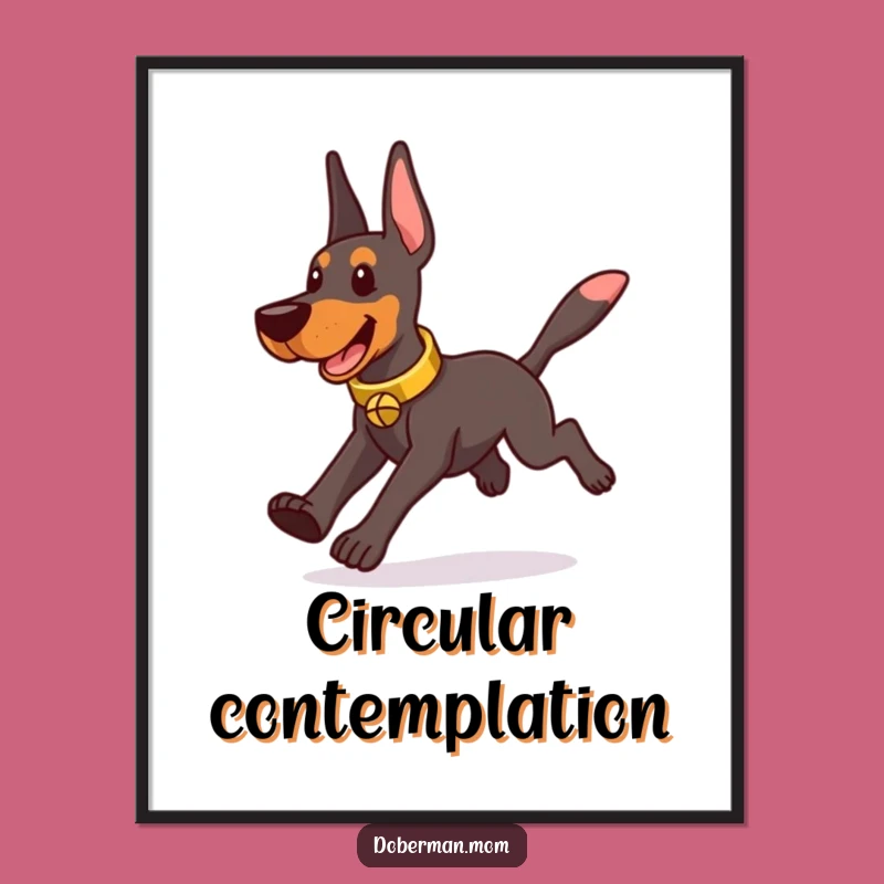 Funny Doberman Bell Chaser Digital Print - Playful Dog Art Download Gift