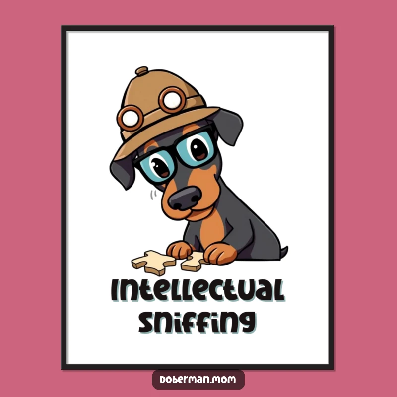 Funny Doberman Detective Digital Art Print: A Masterpiece of Mystery, Perfect Digital Funny Gift