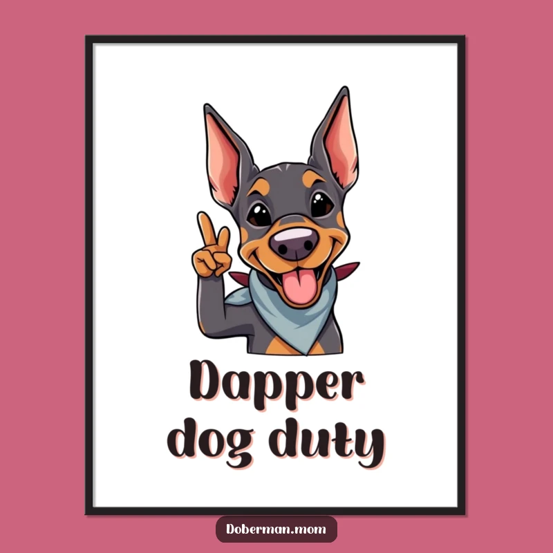 Funny Doberman Salute Digital Print: Instant Cool Dog Art Gift