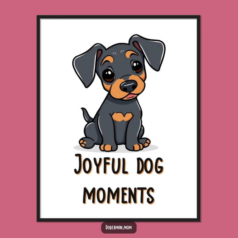 Funny Doberman Tail Wag Digital Art: Alert Dog for Cheerful Decor