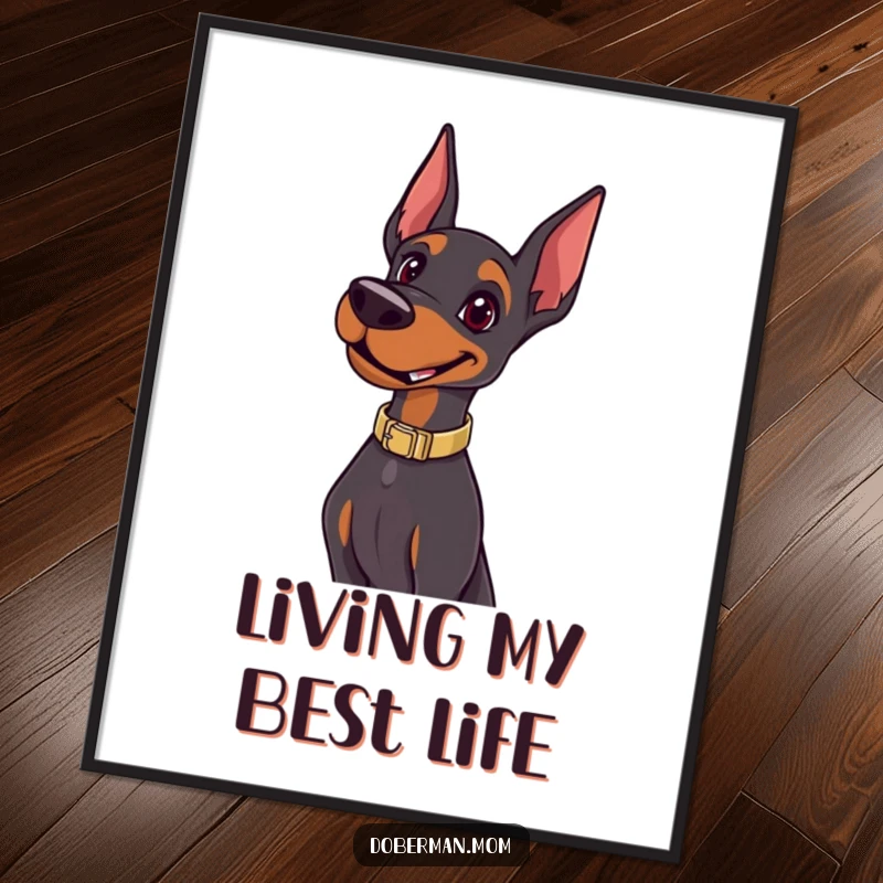 Funny Happy Doberman Pose Digital Art: a dog poses confidently; adds humorous, stylish flair to digital displays.