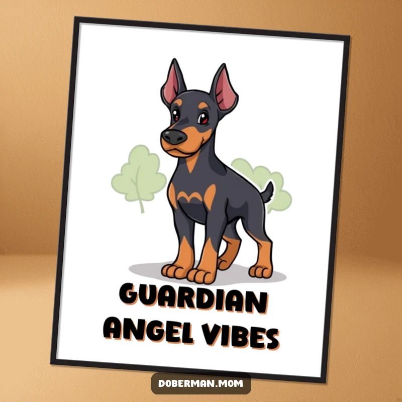 Funny Loyal Doberman Guardian Digital Art: a protective dog surveys its environment; adds humorous vigilance to digital displays.