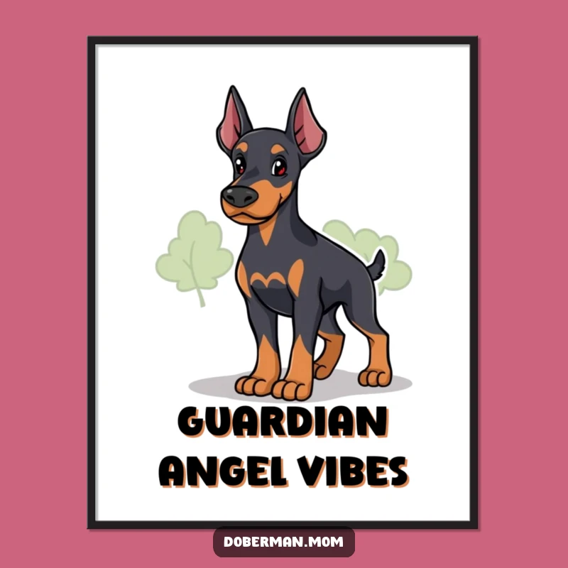 Funny Loyal Doberman Guardian Digital Art: Protective Canine Charm for Your Space Gift