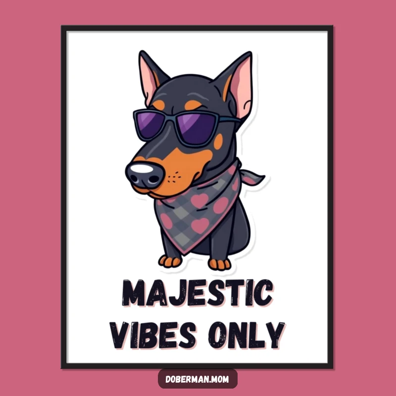 Printable Funny Regal Doberman Art: Stylish Bandana Digital Download for Dog Lovers
