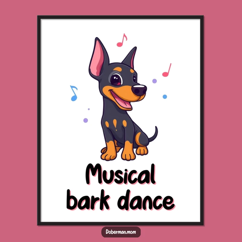 Funny Musical Doberman Art Print: Rhythmic Dog, Instant Music Decor