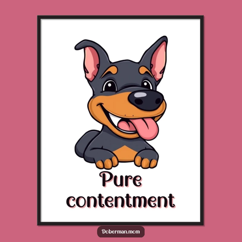 Funny Doberman Digital Art: Happy Grin Portrait, Instant Joyful Funny Gift