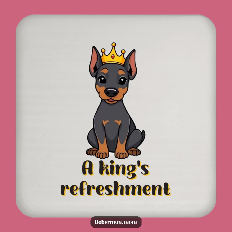 Funny Crowned Doberman Coaster Set - Attentive Royal Pup Surface Protection Gift