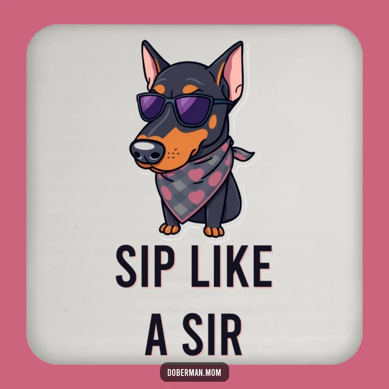 Elegant Funny Regal Doberman Coaster: Stylish Bandana Protection for Your Surfaces