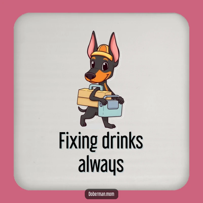 Funny Doberman Toolbox Coaster: Protect Surfaces, Handy Dog Gift